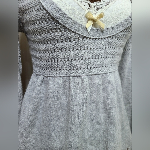 ♡ Y2K ♡ Hollister Grey Rabbit Hair Empire Waist Babydoll Sweater - Picture 8 of 11